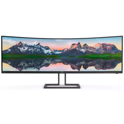 TFT 48.8" Philips 498P9Z, VA, 5120 x 1440, HDMI 2.0 x 3, DP, USB 3.2 x 2, HAS, колонки, чорний