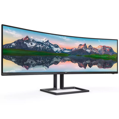 TFT 48.8" Philips 498P9Z, VA, 5120 x 1440, HDMI 2.0 x 3, DP, USB 3.2 x 2, HAS, колонки, чорний