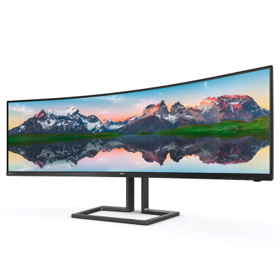 TFT 48.8" Philips 498P9Z, VA, 5120 x 1440, HDMI 2.0 x 3, DP, USB 3.2 x 2, HAS, колонки, чорний