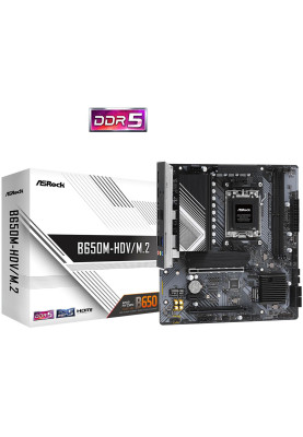 Материнська плата ASRock B650M-HDV/M.2 (AM5/B650, 2*DDR5, PCIex16, DP/HDMI, 4xSATAІІІ, 2xM.2, 2.5GLan, 7.1ch, mATX)