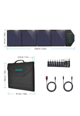 Сонячна панель Choetech 80W DC80W, 5V/2.4A USB + 5V/2.4A QC3.0 + USB-C PD3.0 30W, 158x41см