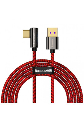 Кабель USB3.1 AM-Type-C M, 2 м, 66W, 90° Червоний, Legend Series Elbow CATCS Baseus