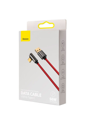 Кабель USB3.1 AM-Type-C M, 2 м, 66W, 90° Червоний, Legend Series Elbow CATCS Baseus