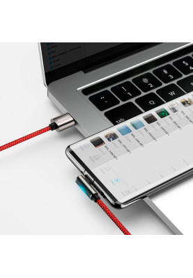 Кабель USB3.1 AM-Type-C M, 2 м, 66W, 90° Червоний, Legend Series Elbow CATCS Baseus