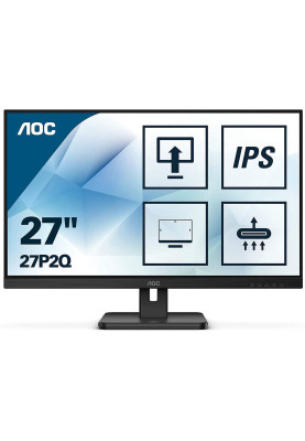 Монітор TFT 27" AOC 27P2Q IPS, D-SUB, DVI, HDMI, DP, USB 3.2,  Pivot, колонки, чорний