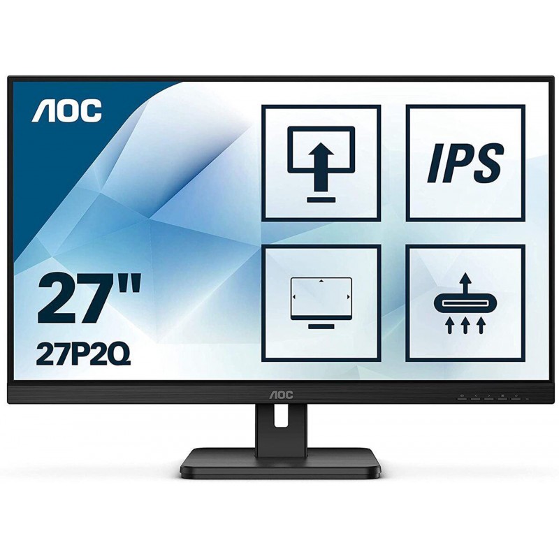 Монітор TFT 27" AOC 27P2Q IPS, D-SUB, DVI, HDMI, DP, USB 3.2,  Pivot, колонки, чорний