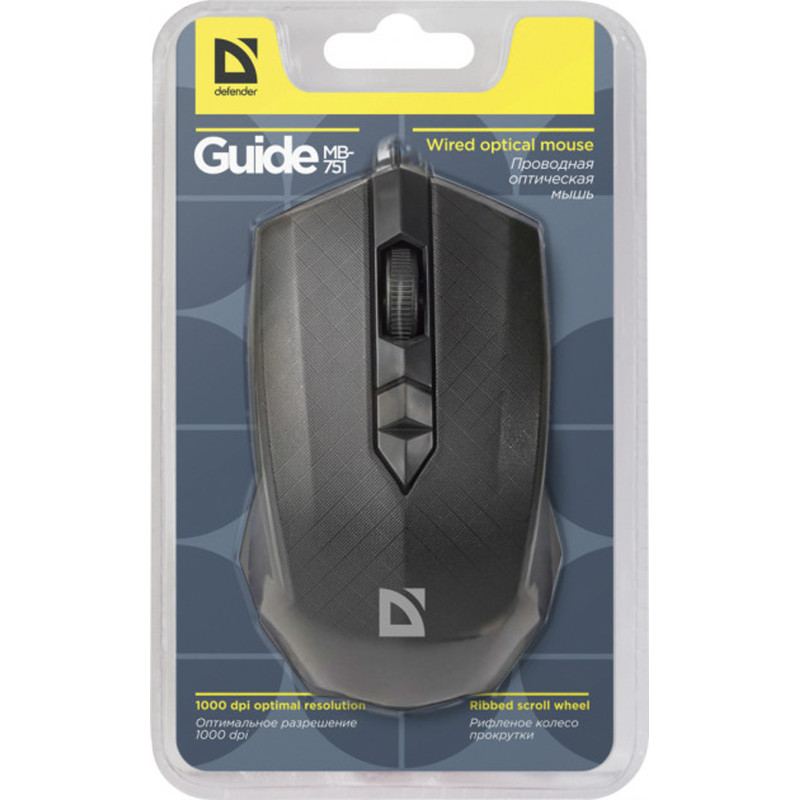 Мишка Defender Guide MB-751, 3кн., 1000dpi, чорна