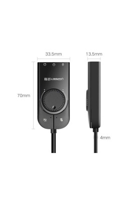 Звукова карта USB AUX jack, TRS(Mic + Ear) SSS1629 Ugreen Чорна CM129