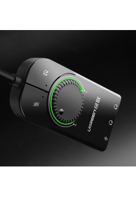 Звукова карта USB AUX jack, TRS(Mic + Ear) SSS1629 Ugreen Чорна CM129