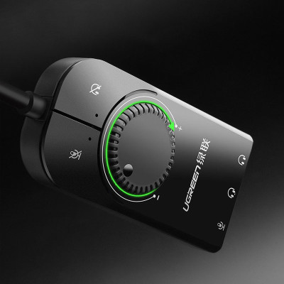 Звукова карта USB AUX jack, 2*TRS (Mic + Ear) SSS1629 Ugreen Чорна CM129