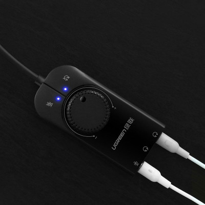 Звукова карта USB AUX jack, 2*TRS (Mic + Ear) SSS1629 Ugreen Чорна CM129