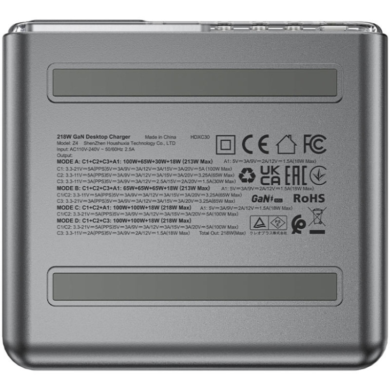 Зарядний пристрій 4xUSB 218W (3xUSB-C + USB-A) Gan Z4 Fast Charger Acefast