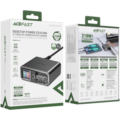 Зарядний пристрій 4xUSB 218W (3xUSB-C+USB-A) Gan Z4 Fast Charger Acefast Зарядний пристрій 4xUSB 218W (3xUSB-C+USB-A) Gan Z4 Fast Charger Acefast