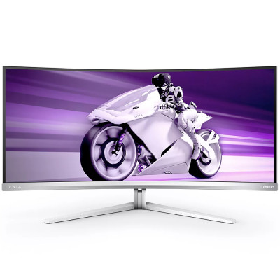 Монітор TFT 34" Philips 34M2C7600MV, VA, MiniLED, WQHD, HDR1400, 165Hz, вигнутий, 2хHDMI, DP, USB-C, USB-hub, HAS, колонки, біло-сірий