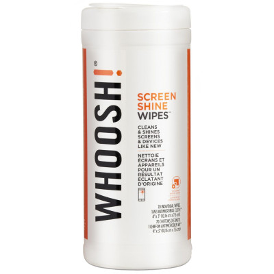 Набір для чищення Whoosh! 70 WIPES Серветки для очищення екрану 70шт з мікрофіброю 14см x14см BOX