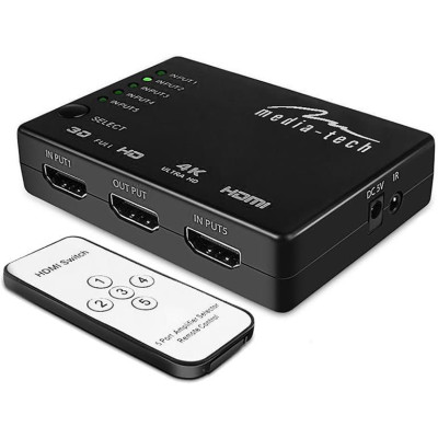 Комутатор HDMI 5xports HDMI switch, remote controlled, 4K resolution support Media-Tech