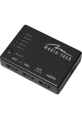 Комутатор HDMI 5xports HDMI switch, remote controlled, 4K resolution support Media-Tech