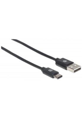 Кабель USB AM-Type-C M, 3.0м, чорний, Manhattan