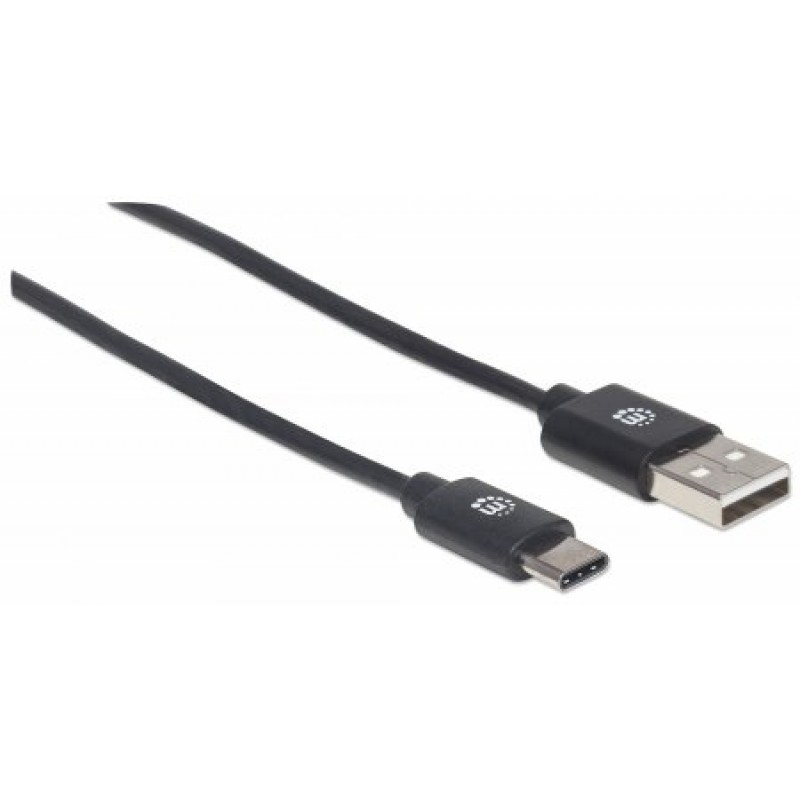 Кабель USB AM-Type-C M, 3.0м, чорний, Manhattan