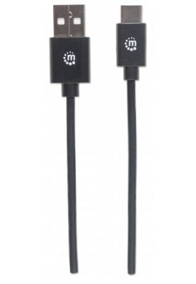Кабель USB AM-Type-C M, 3.0м, чорний, Manhattan