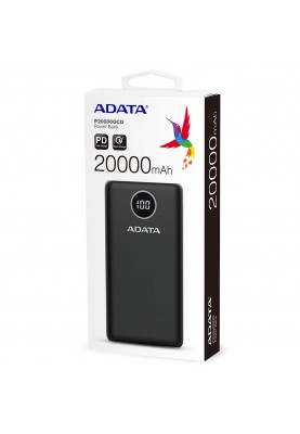 УМБ ADATA 20000 mAh 20W QC 3.0/PD 3.0 USB-C + USB2.0 чорна