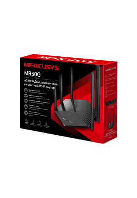 Маршрутизатор Mercusys MR50G, AC1900 1300Mbps (5GHz)+ 600Mbps(2.4GHz), 6 fixed antennas