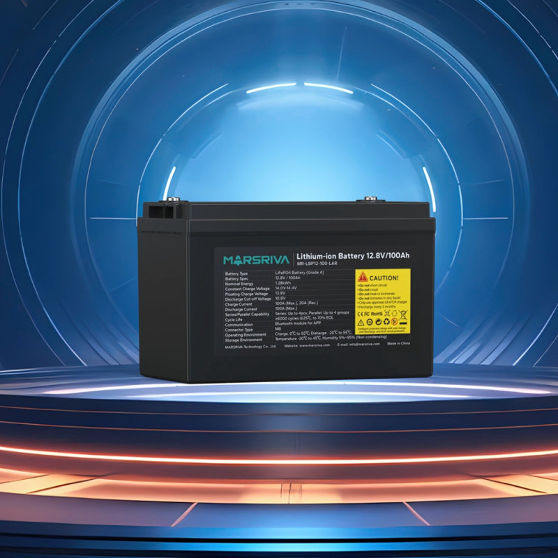 Акумуляторна батарея Marsriva LiFePO4, 12.8V/100Ah, (MR-LBP12-100-LAR), 1.28kWh