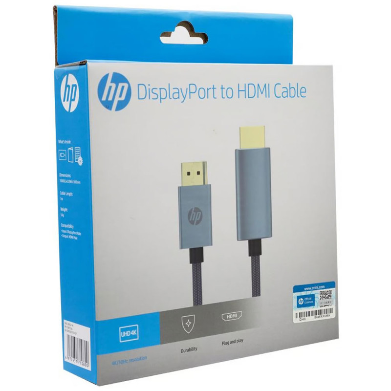 Кабель DisplayPort M - HDMI M 2.0 м, 4K (4090×2160) HP