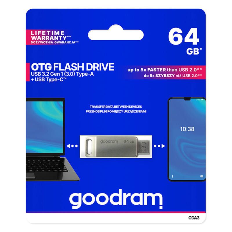 USB Flash GoodRAM 64GB USB 3.2 ODA3 Metal, Retail