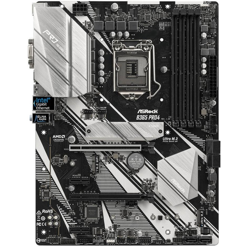 ASRock B365 PRO4/REF (1151/B365, 4*DDR4, 2xPCIex16,2xPCIex1,2xM.2,6xSATAІІІ, GLan, ATX)