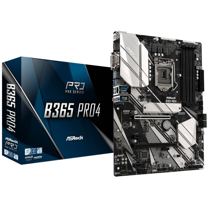 ASRock B365 PRO4/REF (1151/B365, 4*DDR4, 2xPCIex16,2xPCIex1,2xM.2,6xSATAІІІ, GLan, ATX)