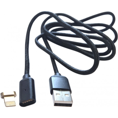Кабель магнітний Lightning 2.1A, 1м., обплетення, чорний