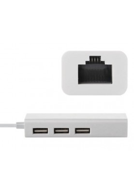 USB Hub Type-C Hub 3-port USB2.0 + RJ45 Fast Ethernet, білий