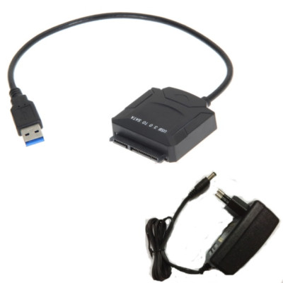 Перехідник USB 3.0 Type-A --> SATA III (F) 2.5"/3.5" 7+15pin з БЖ, чорний