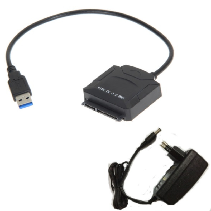 Перехідник USB 3.0 Type-A --> SATA III (F) 2.5"/3.5" 7+15pin з БЖ, чорний
