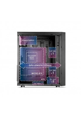 Корпус Casecom GM-86 400W-120mm USB3.0 ATX, Black
