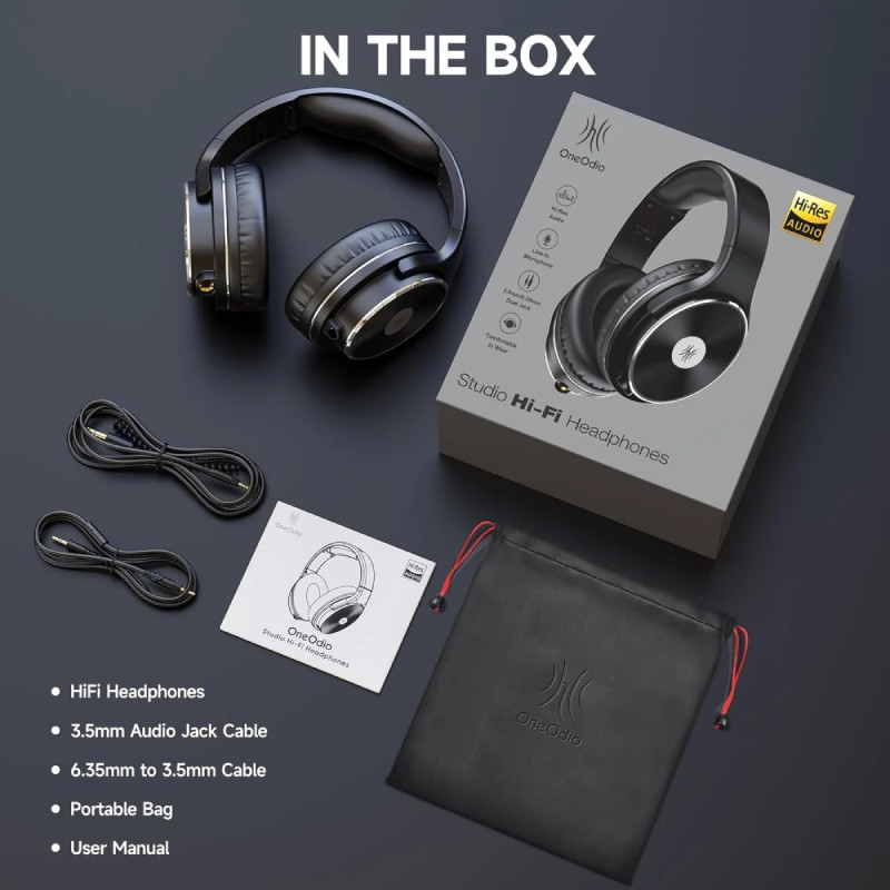 Гарнітура OneOdio Studio Hifi, 3,5мм/6,35мм, Black