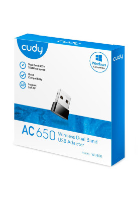 Адаптер WiFi Cudy WU650,AC650 Wi-Fi Mini USB Adapter