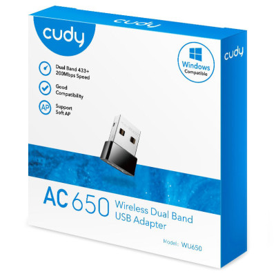 Адаптер WiFi Cudy WU650,AC650 Wi-Fi Mini USB Adapter