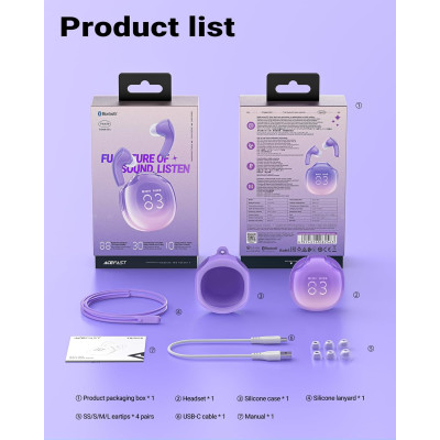 Навушники TWS Acefast T9 grape purple