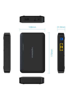 ДБЖ Marsriva DC UPS для роутерів KP2Pro 240VAC 2xDC+PoE24V1A+USB OUT, 2x5V/9V/12V2.5A 30W 8000mAh