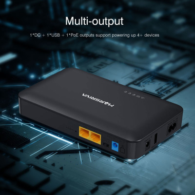 ДБЖ Marsriva DC UPS для роутерів KP2Pro 240VAC 2xDC+PoE24V1A+USB OUT, 2x5V/9V/12V2.5A 30W 8000mAh