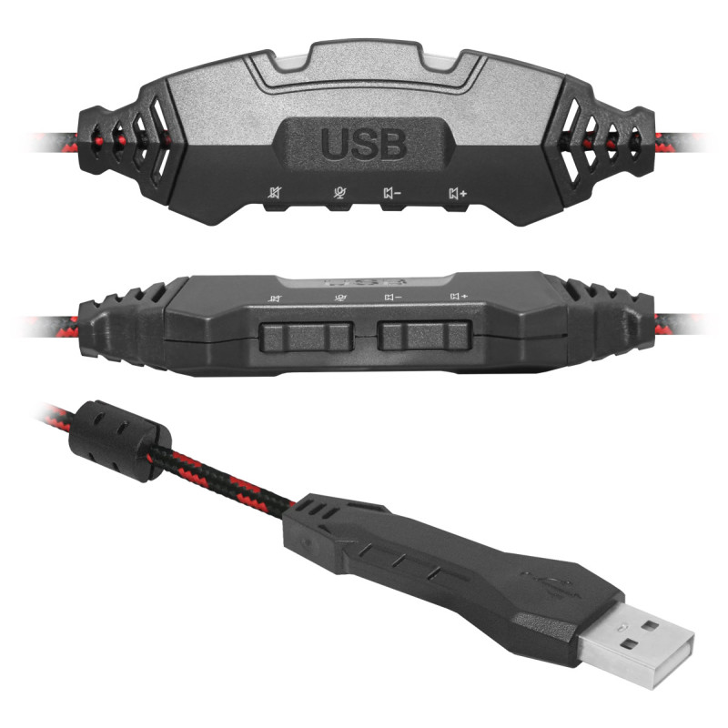 Ігрова гарнітура Defender Warhead G-450 USB, підсвітка, чорно-червона