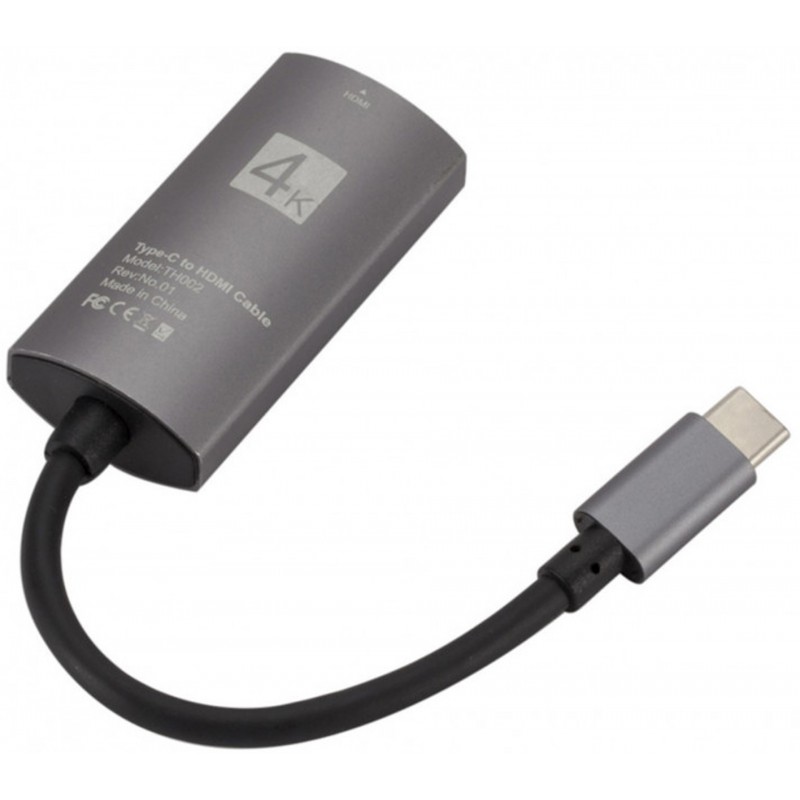 Перехідник USB3.1 Type-C --> HDMI (F), 4K 30HZ, кабель 0.1м, чорний