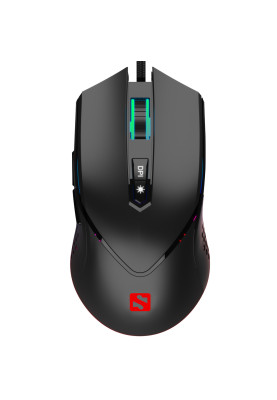 Мишка Sandberg Azazinator Mouse 6400 RGB, ігрова, 6400dpi., 7кн.Huano, чорна