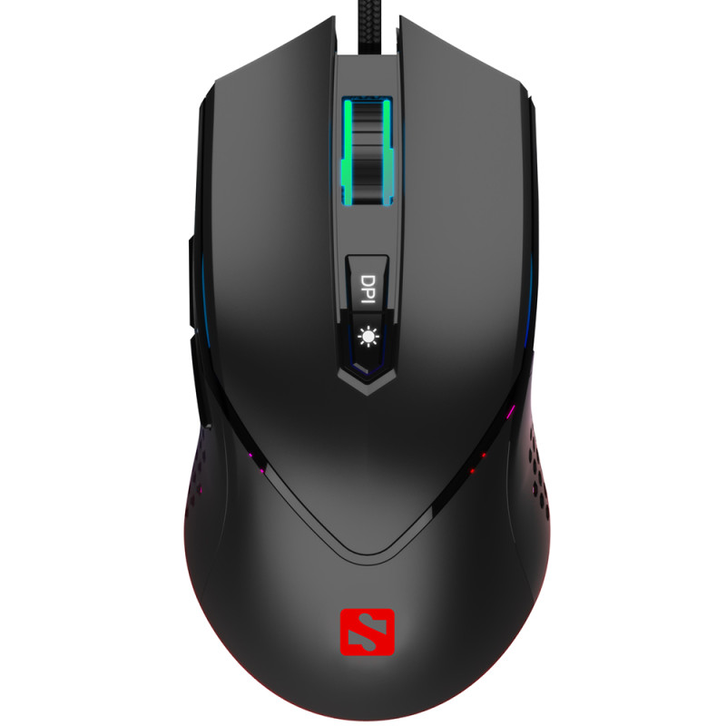 Мишка Sandberg Azazinator Mouse 6400 RGB, ігрова, 6400dpi., 7кн.Huano, чорна