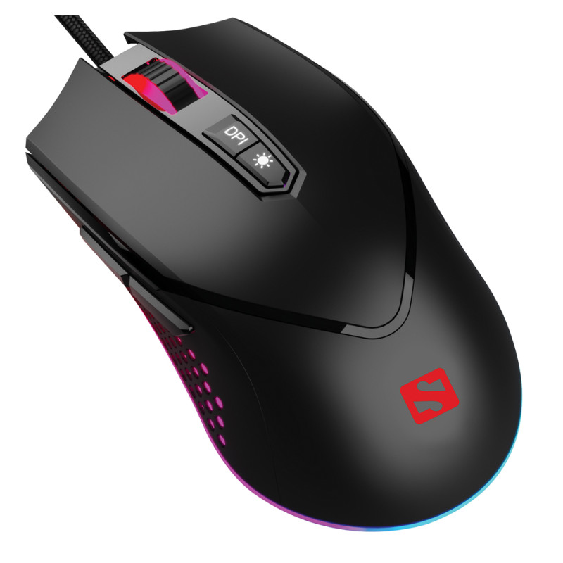 Мишка Sandberg Azazinator Mouse 6400 RGB, ігрова, 6400dpi., 7кн.Huano, чорна