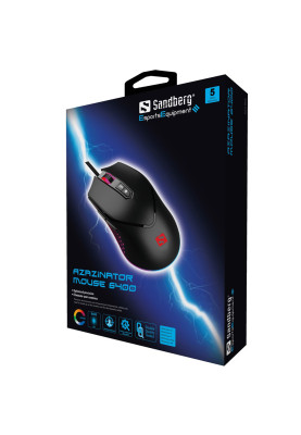 Мишка Sandberg Azazinator Mouse 6400 RGB, ігрова, 6400dpi., 7кн.Huano, чорна