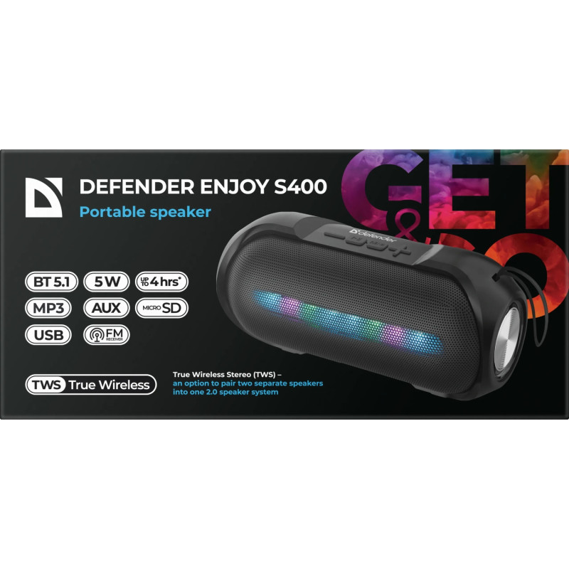 Акустична система 1.0 Defender Enjoy S400 5Вт Light/BT/FM/USB/TF/AUX