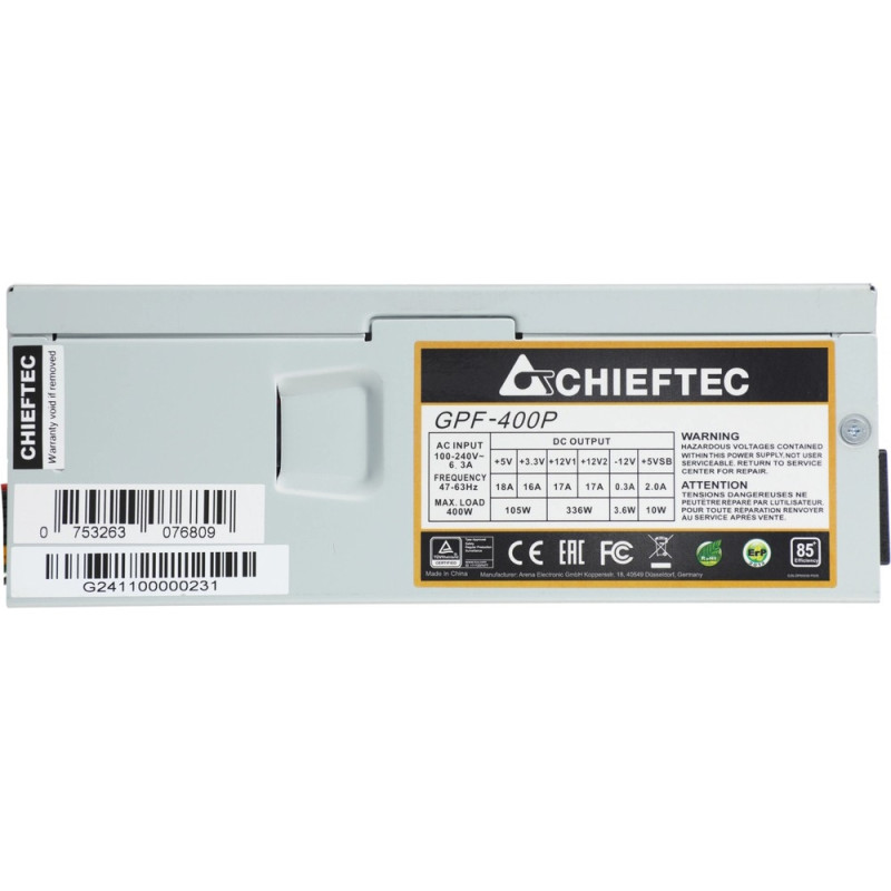 БЖ 400W Chieftec SMART GPF-400P 80 mm fan, >85%, TFX, bulk